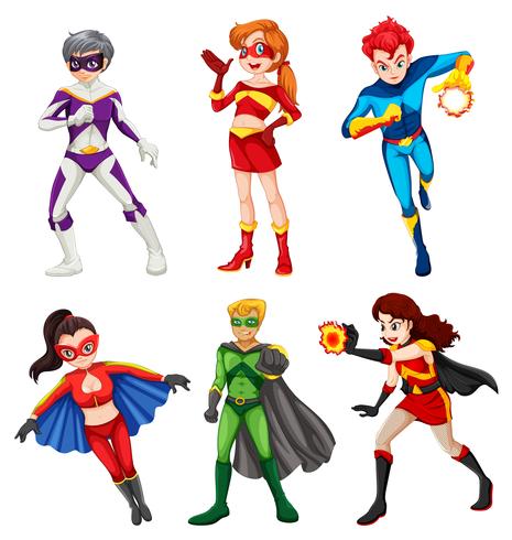 Six superheroes vector