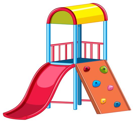 Playground equipment with slide and rock climber vector