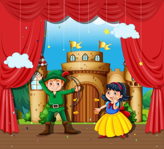 Children doing stage drama vector