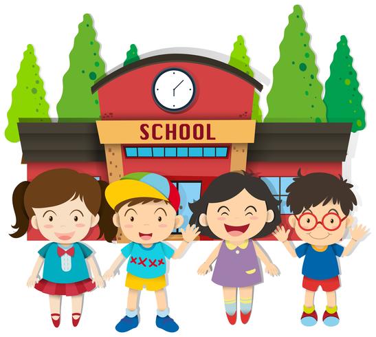 Boys and girls at school vector