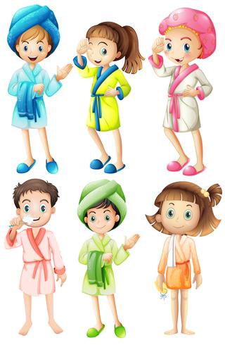 Girls in bathrobe vector