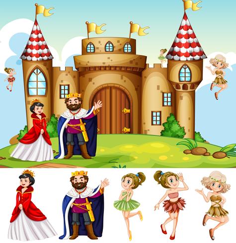 King and queen at the castle vector