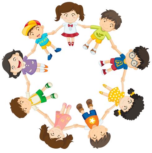 Diverse kids in a circle vector