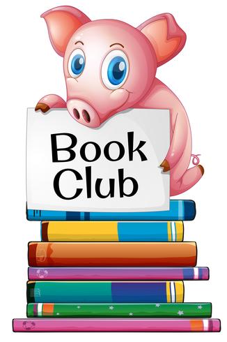 Pig and books vector