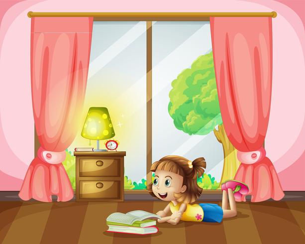 A girl reading a book vector