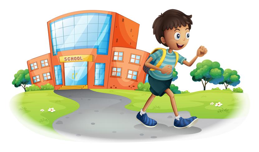 A boy going home from school vector