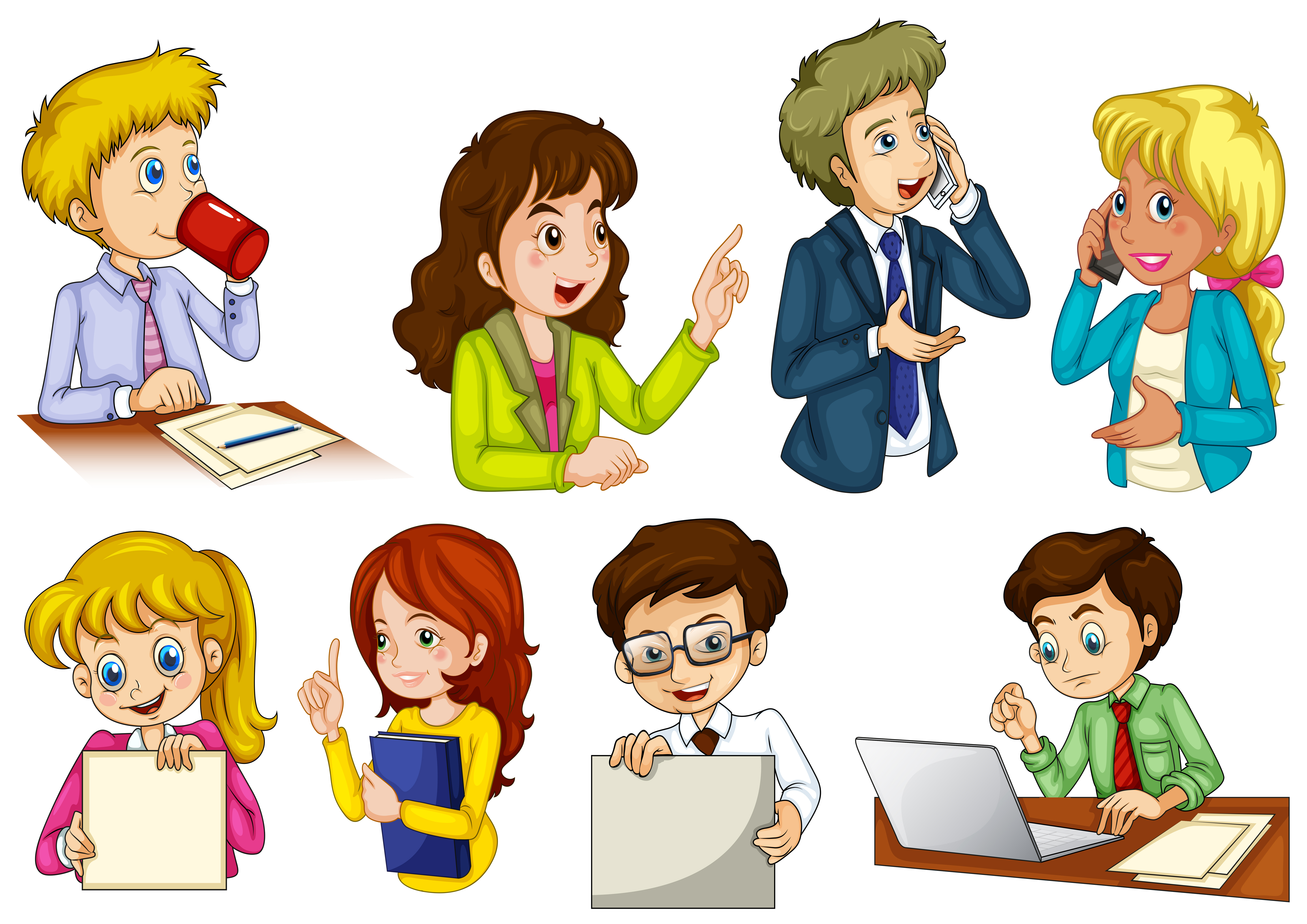Different people working in an office 360668 Vector Art at Vecteezy