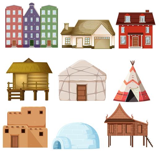 Set of different house style vector