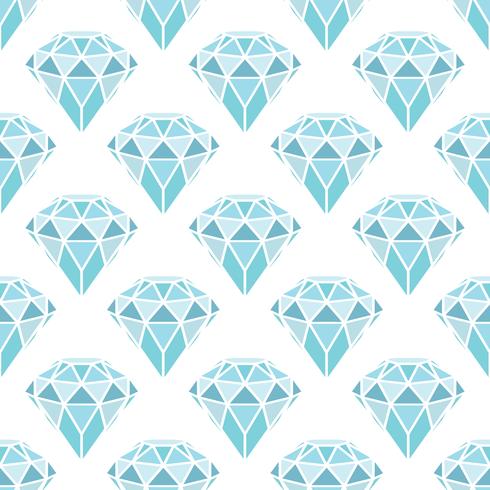 Modelo inconsútil de diamantes azules geométricos en el fondo blanco. Diseño de cristales de moda hipster. vector