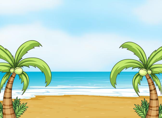 an ocean and a beach vector