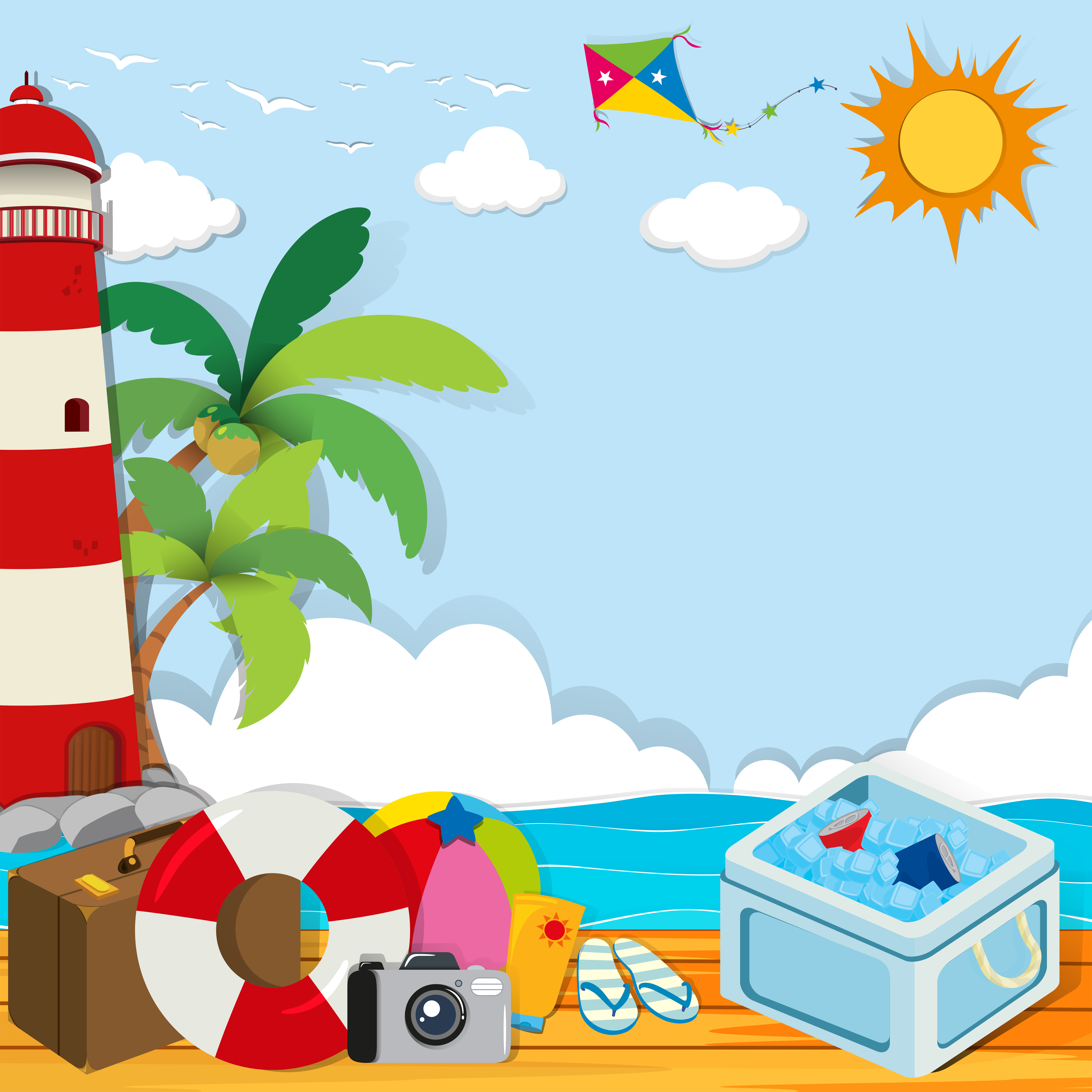 Download Summer theme with objects on the beach 360722 Vector Art ...