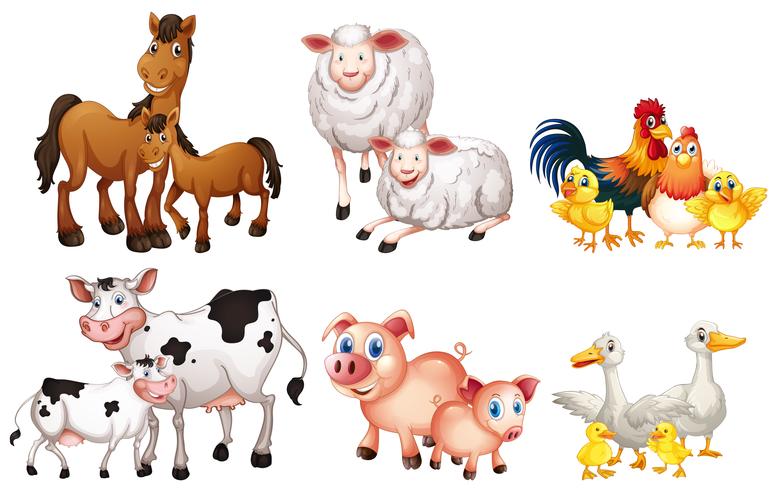 Conjunto de animales de granja vector