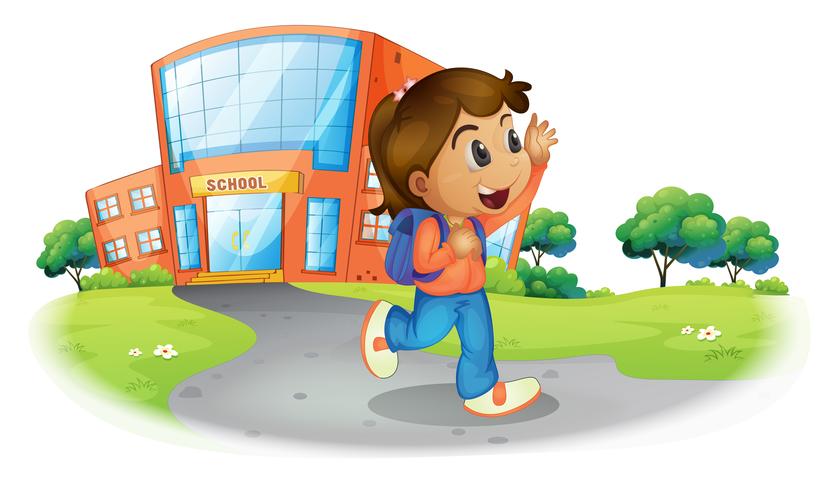 A girl going home from school vector