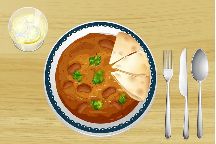 Indian food with bread vector