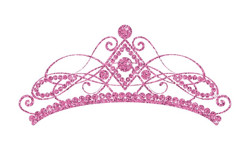 Glittering Diadem. Pink tiara isolated on white background. vector