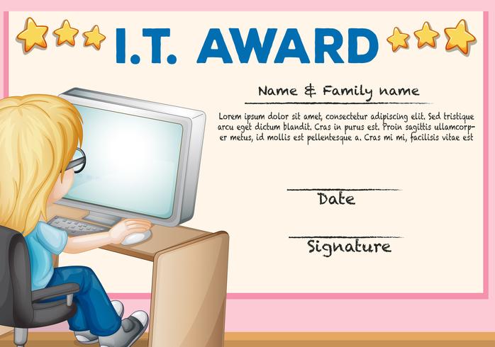 Certificate template for information technology vector