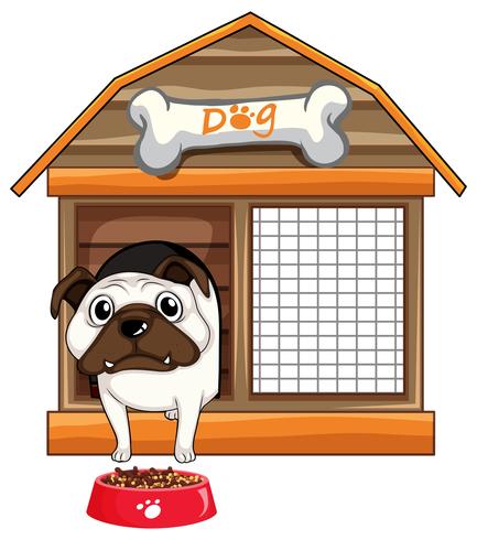 Perro pug en casa de perro vector