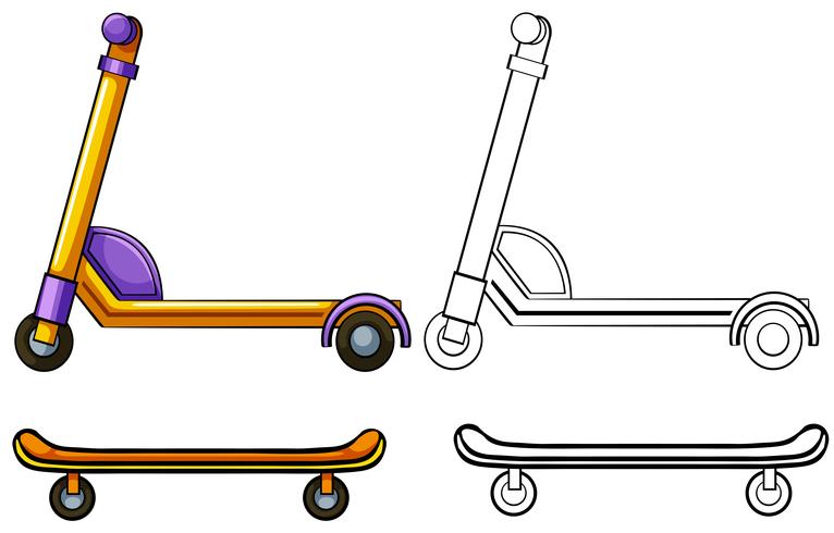 Scooter y monopatín vector