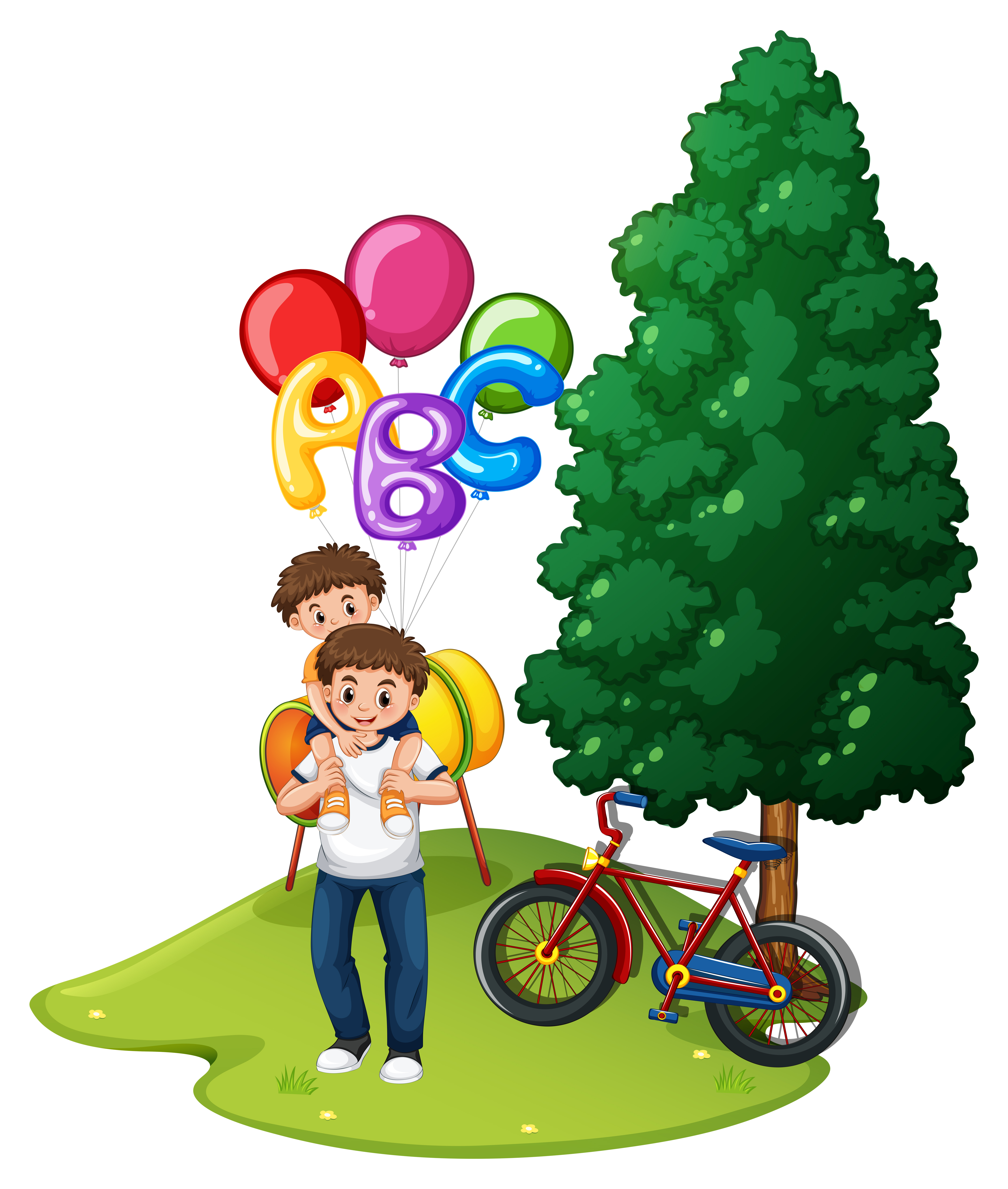 Download Father and son with balloons in park 360831 Vector Art at ...