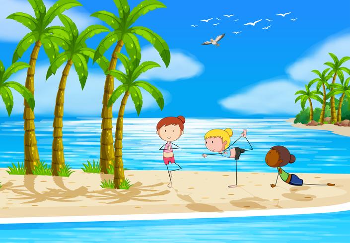 Yoga and beach vector