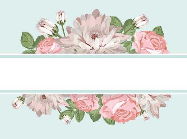 Floral card template with empty frame vector