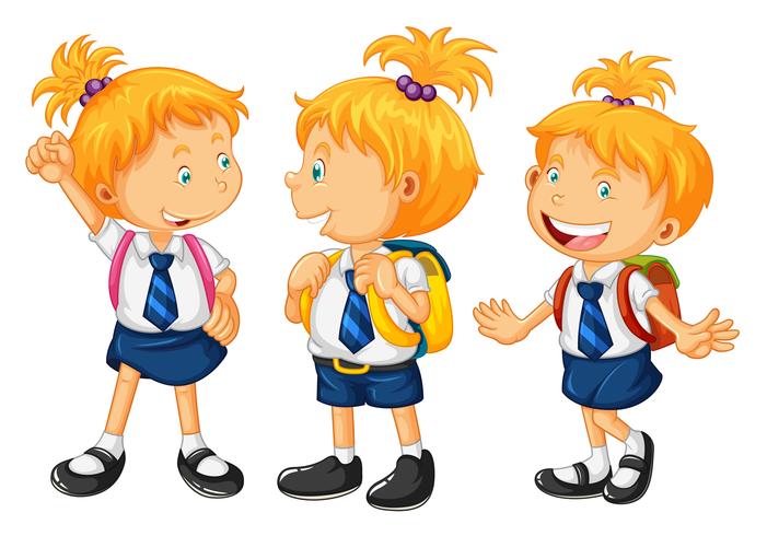 Niños en uniforme escolar vector