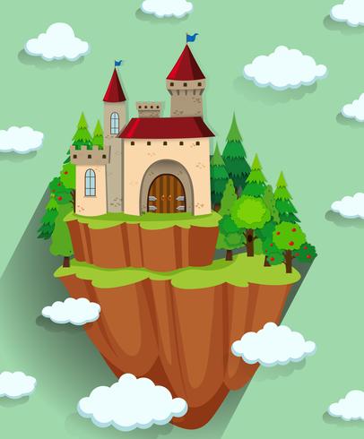 Castle building on the mountain vector