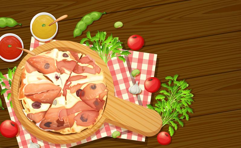 Italian pizza aerial view vector