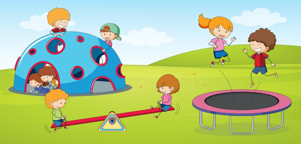 Children playing at playground vector