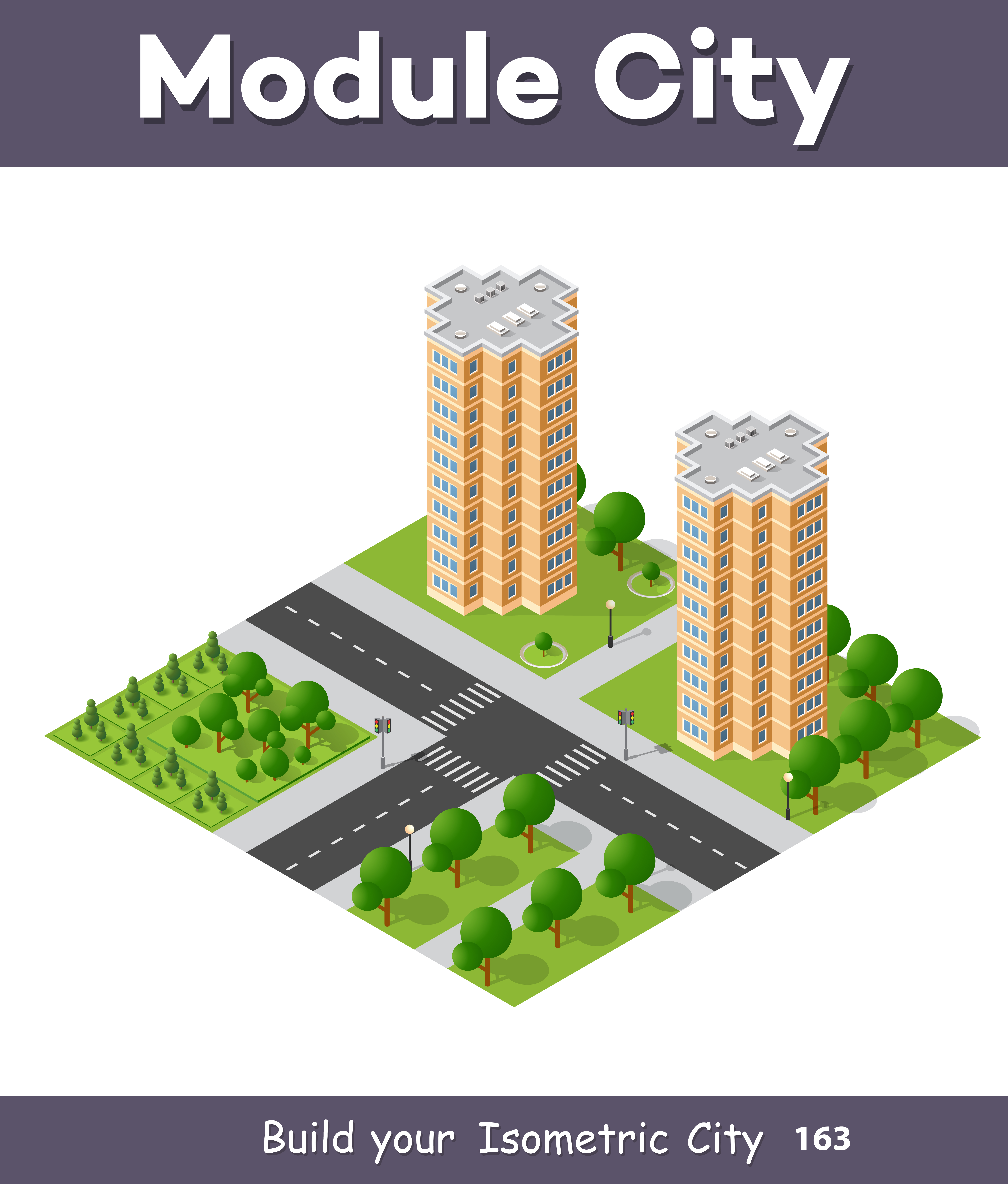 Download City set quarter top view landscape isometric 3D ...