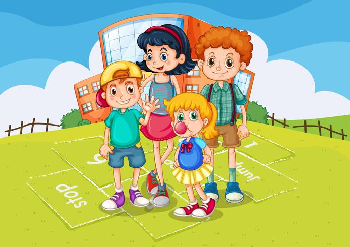 Children standing in the school park vector