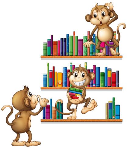 Monkeys and books vector