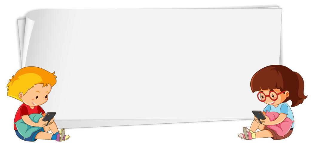 Children on banner template vector