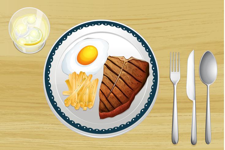 Steak, eggs and fries vector