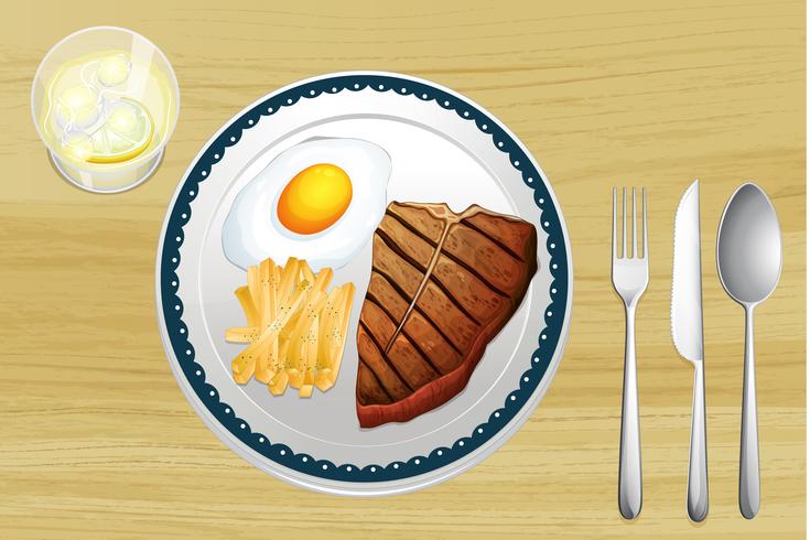 Bistec, Huevos Y Papas Fritas vector