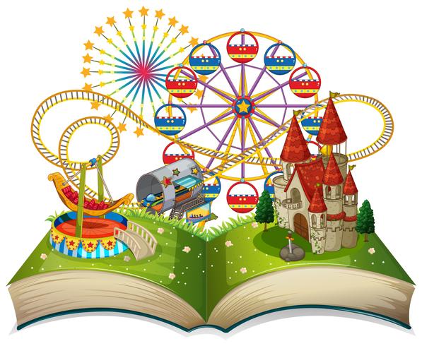 Open book funpark theme vector