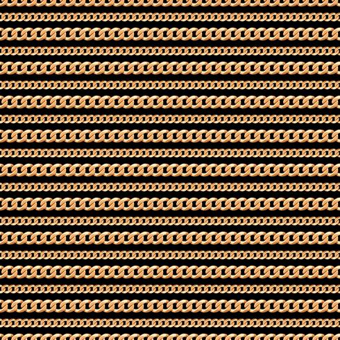 Seamless pattern of Gold chain lines on black background. Vector illustration