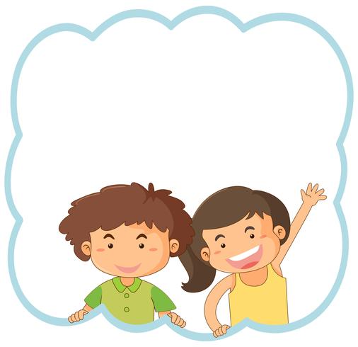 Flat boy and girl frame vector