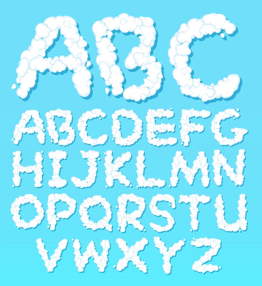 A set of English alphabet cloud font 361162 Vector Art at Vecteezy