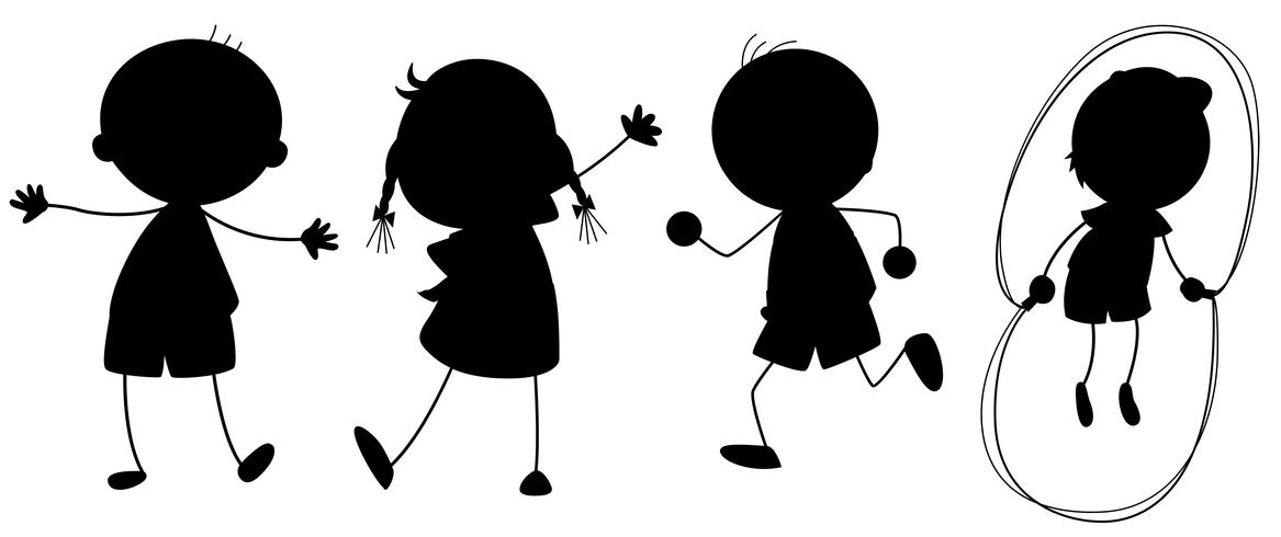 A set of silhouette children vector