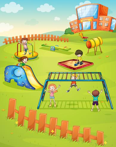 kids and monkey bar vector