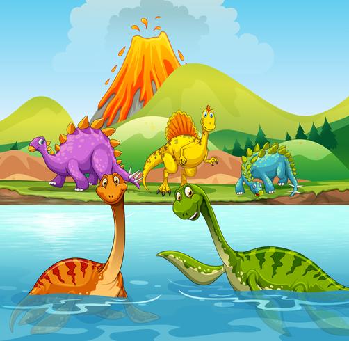 A cartoon of dinosaurs