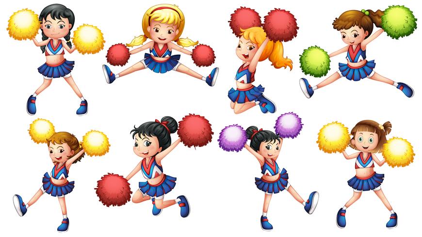 ragazza cheerleader con pon pon in mano 2397117 Arte vettoriale a Vecteezy