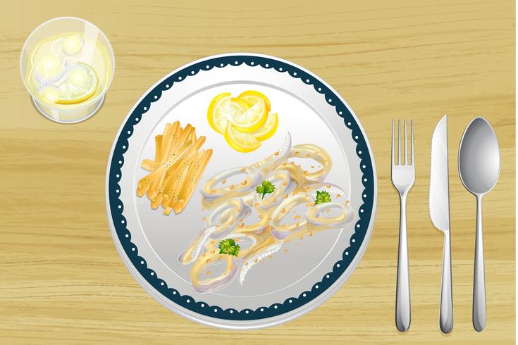 Calamari and fries vector