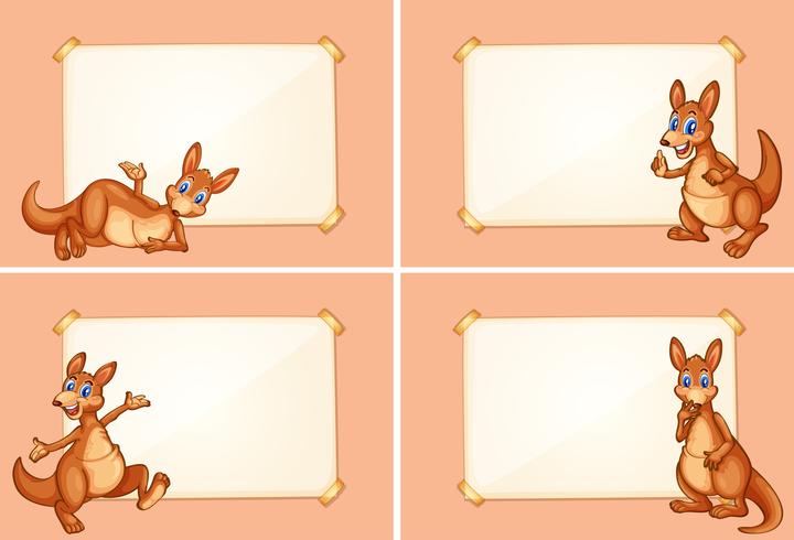 Four border templates with cute kangaroo vector