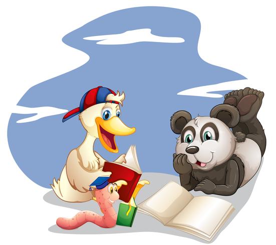 Animals reading books vector