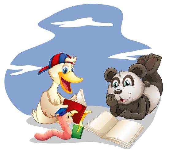 Animals reading books vector