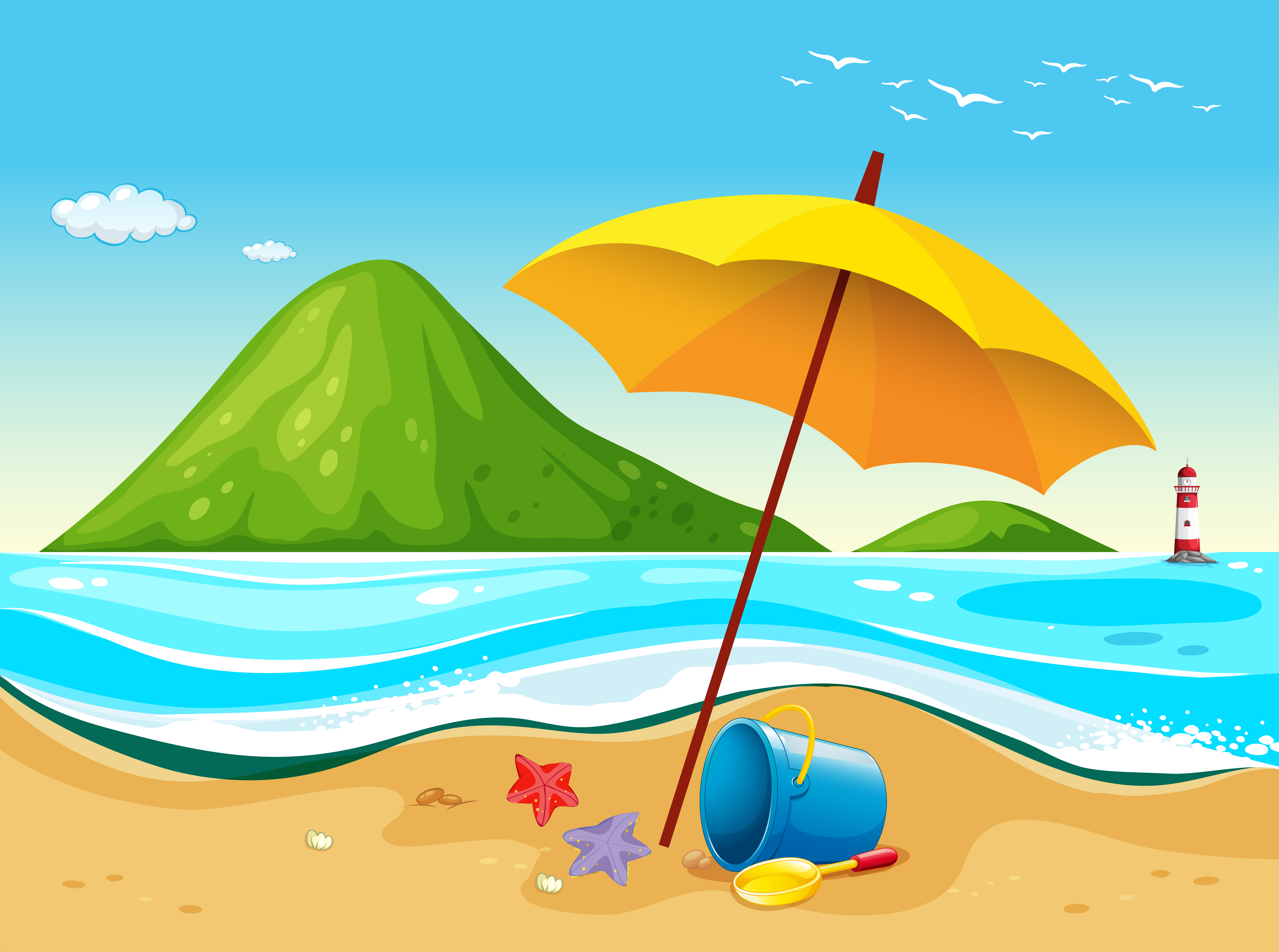 Cartoon Beach Scene Clip Art