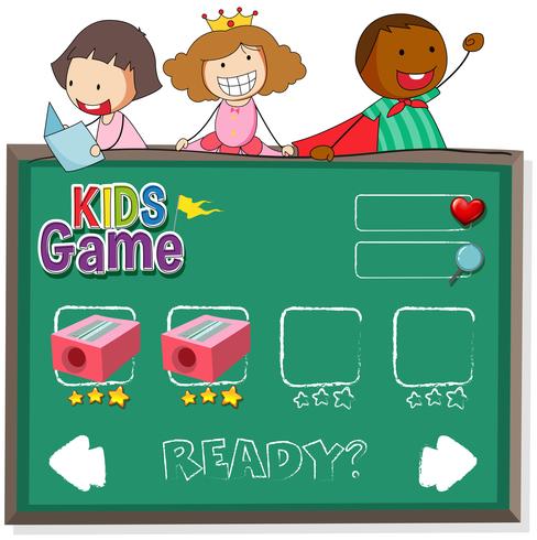 Doodle kids on game template vector