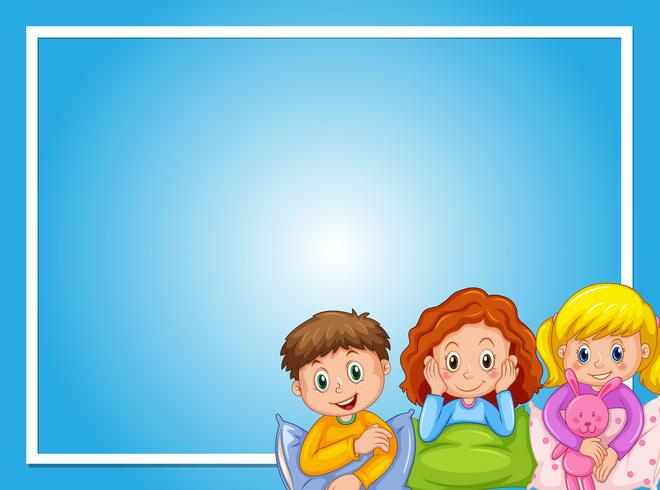 Frame design with kids in pajamas vector